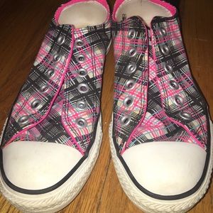 Pink and black Converse
